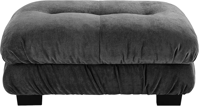 SoarFlash Velvet Sectional Sofa Ottoman Grey