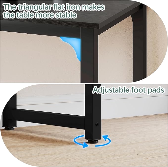 NSdirectModern Computer Desk 63 inch Large Office Desk Writing Study Table for Home Office Desk Workstation Wide Metal Sturdy Frame Thicker Steel Legs Black.