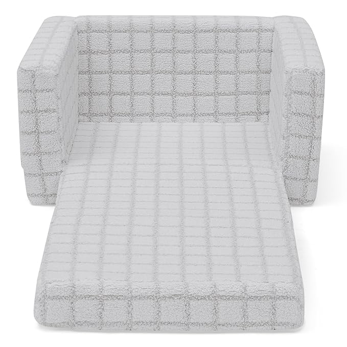 Delta Children Checkered Cozee Flip-Out Chair Grey