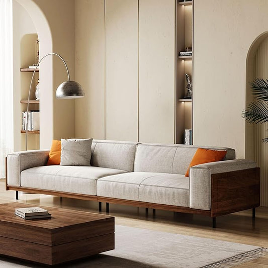 Modern 4-Seater Sofa for Living Room - Comfortable Timecloud Couch with Wood Frame and Metal Legs Easy Assembly Ideal for Office Apartment or Living Room 111.81 Grey