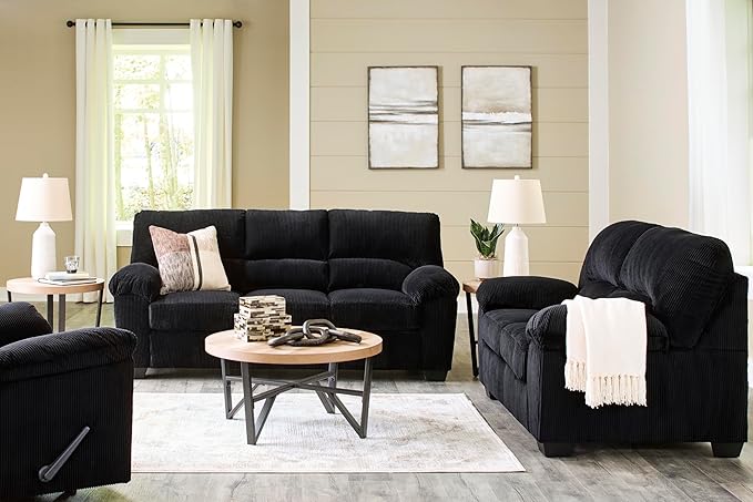 Signature Design by Ashley SimpleJoy Modern Sofa for Living Room Black