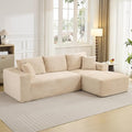 108 Cloud Sectional Couch with L-Shape Chaise Modern Modular Sofa with Deep Seat Boneless Cloud Couches for Living Room Bedroom No Assembly Required Plush Corduroy (Beige Right Facing Chaise)