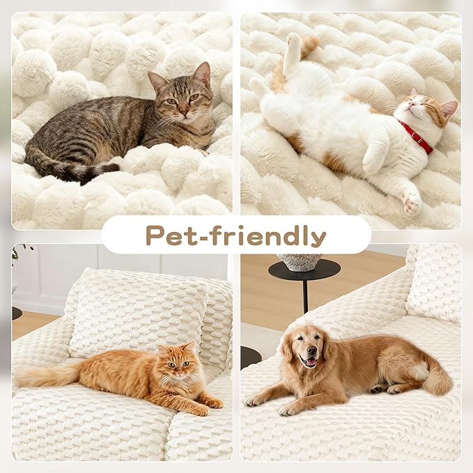 146 Modern U-Shaped Modular Sectional Sofa for Living Room White Flannelette Fabric Boneless SofaOversized 4-Seater Couch with Movable OttomanBuckle ConnectionAnti-slip DesignNo Assembly