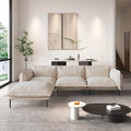 WJShome Velvet Modular Sectional Sofa with Chaise111 3-Seater Sofa with Ottomans L-Shaped Couch for Living Room 8 High Metal Legs and Easy to Clean Oatmeal