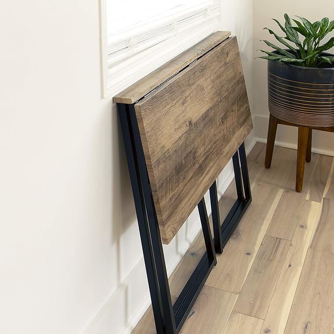 EMMA + OLIVER Small 36 Rustic Natural Home Office Folding Computer Desk - Laptop Desk