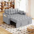 Hison Convertible Sleeper Sofa Bed 3 in 1 Pull Out Couch Bed with Adjustable Backrest Sectional Small Couches for Small Spaces Loveseat for Apartment Living Room (Gray Velvet)