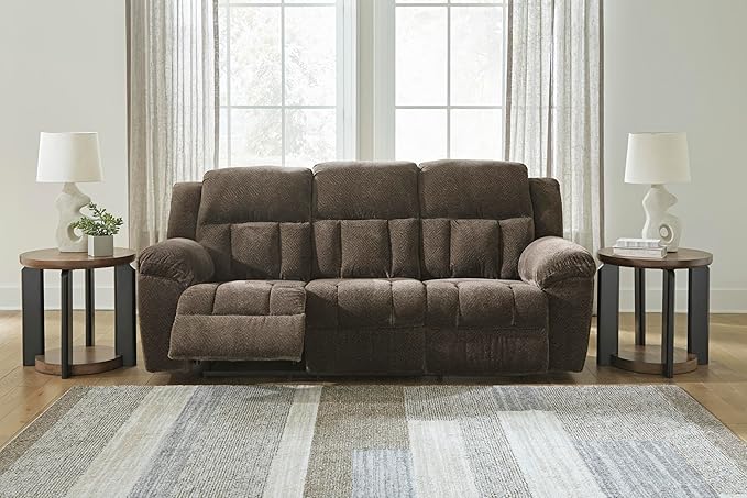 Signature Design by Ashley Frohn Modern Manual Reclining Sofa Dark Brown
