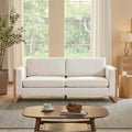 Merax 79 Loveseat Sofa Modern Sofa with Solid Wood Legs Elegant Comfortable Spacious 2-Seater Sofa Couch for Living Rooms Bedrooms Apartment Office (White Natural Color Frame)