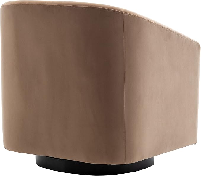 Wovenbyrd Classic Mid-Century 360-degree Swivel Barrel Accent Chair Light Brown Velvet