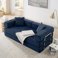 4-in-1 Folding Convertible Floor Sofa Bed 78 Oversized Compression Sofa No Assembly Required King Futon Lazy Couch Corduroy Loveseat Sleeper with Pull Out Bed Modular Futon Couch (Blue)