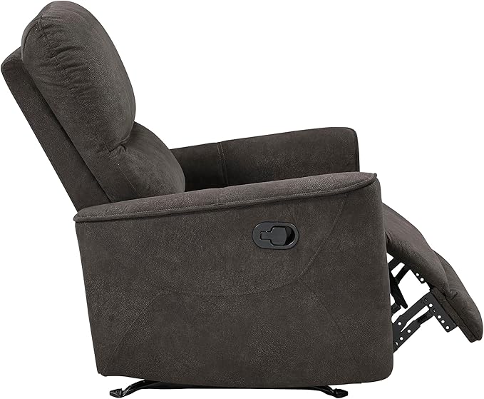 Lexicon Manual Rocker Recliner Chair Polished Microfiber Manual Reclining Chair with Overstuffed Backrest Comfy Nursery Recliner for Living Room/Office/Bedroom/Apartment Easy Assembly Chocolate