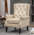 Camel PU Leather Accent Chair Mid-Century Modern Living Room Chairs with Wingback Comfy Upholstered High Back Single Sofa Bedroom Reading Armchair with Solid Wood LegsEasy Assemble (Camel)
