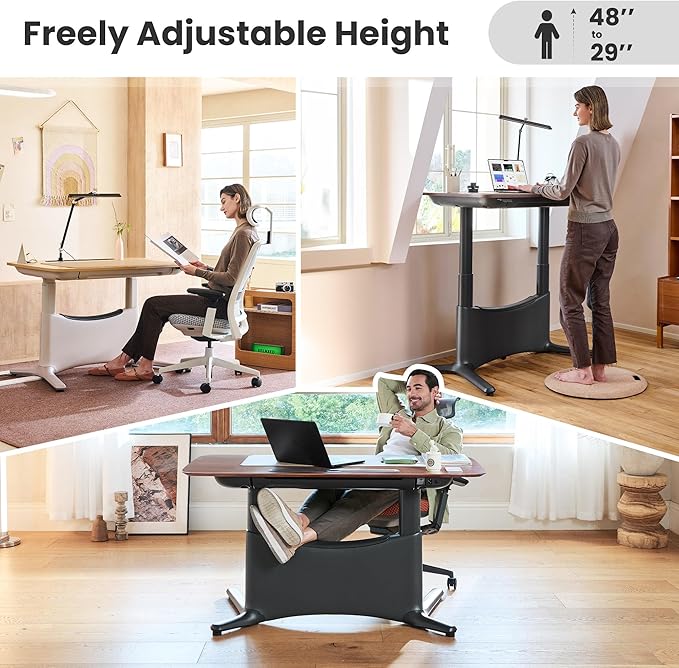 COLAMY LumiDesk All-in-1 Electric Standing Desk Height Adjustable Desk (MFC Desktop Light Maple + White)