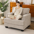 Oversized Accent Chair with Armrest OrganizerComfy Living Room Chairs with Thick CushionUpholstered Linen Fabric ArmchairBig Reading ChairSofa Chair for BedroomKhaki