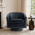 Swivel Barrel Accent Chair Faux Leather Club Chair for Living Room Modern Upholstered Round Armchair Side Chair for Bedroom Office-Black