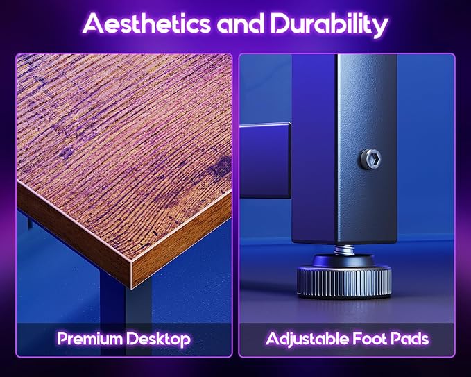 Casaottima 51 Inch L Shaped Gaming Desk Corner Table Sturdy Workstation for Home Office Writing Gaming Computer Desk for Small Space Easy Assembly Rustic Brown