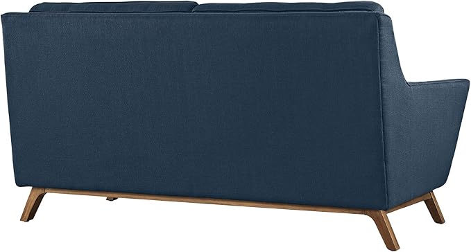 Modway Beguile Mid-Century Modern Loveseat With Upholstered Fabric In Azure