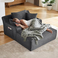 49.2Oversized Chaise Lounge Chair IndoorFaux Fur Boneless Reading Chair with Cup Holder&ampSide PocketsCloud Sofa BedComfy Modern Sleeper Chairs in Box for Living RoomNo Assembly(Dark Grey)