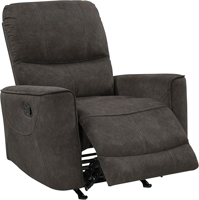 Lexicon Manual Rocker Recliner Chair Polished Microfiber Manual Reclining Chair with Overstuffed Backrest Comfy Nursery Recliner for Living Room/Office/Bedroom/Apartment Easy Assembly Chocolate
