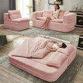 Folding Convertible Sectional Sofa Bed Corduroy Floor Couch Loveseat Lounge Chaise for Office Apartment80 King Size BedBaby Pink