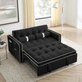 Sleeper Sofa Couch w/Pull Out Bed 55 New Upgraded Tufted Velvet Convertible Sleeper Couch Bed Small Love seat Sofa w/ 2 Pillows for Small Space Living Room Apartment Black
