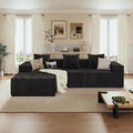 110” Sectional Couches for Living Room 3 Seat Grey Corduroy Convertible Boneless Couches Sofa Bed with Pillows Home Sofa Living Room Bedroom Memory Foam Modular Couch Daybed Lazy Floor Bed