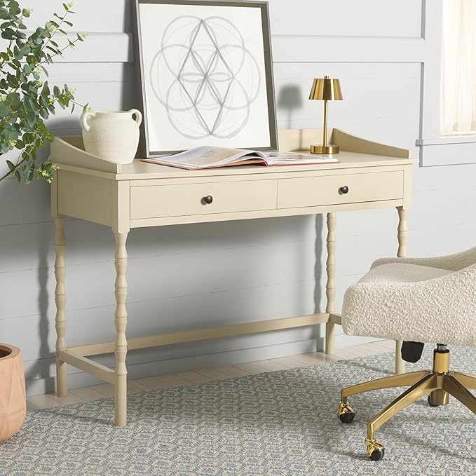SAFAVIEH Home Collection Astaroth Sand 2-Drawer Computer Table Office Writing Desk
