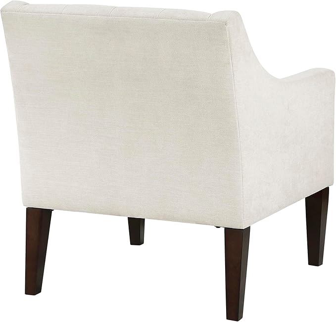 Lexicon Living Room Accent Chair Textured Fabric Upholstered Arm Chair with Button Tufted Back Sloped Arms and Wooden Legs Beige