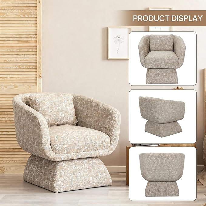 Modern 360° Swivel Accent Chairs 2-Pack Barrel Lounge Chairs with Armrests Curved Back and Soft Cushioned Seat Earth Yellow