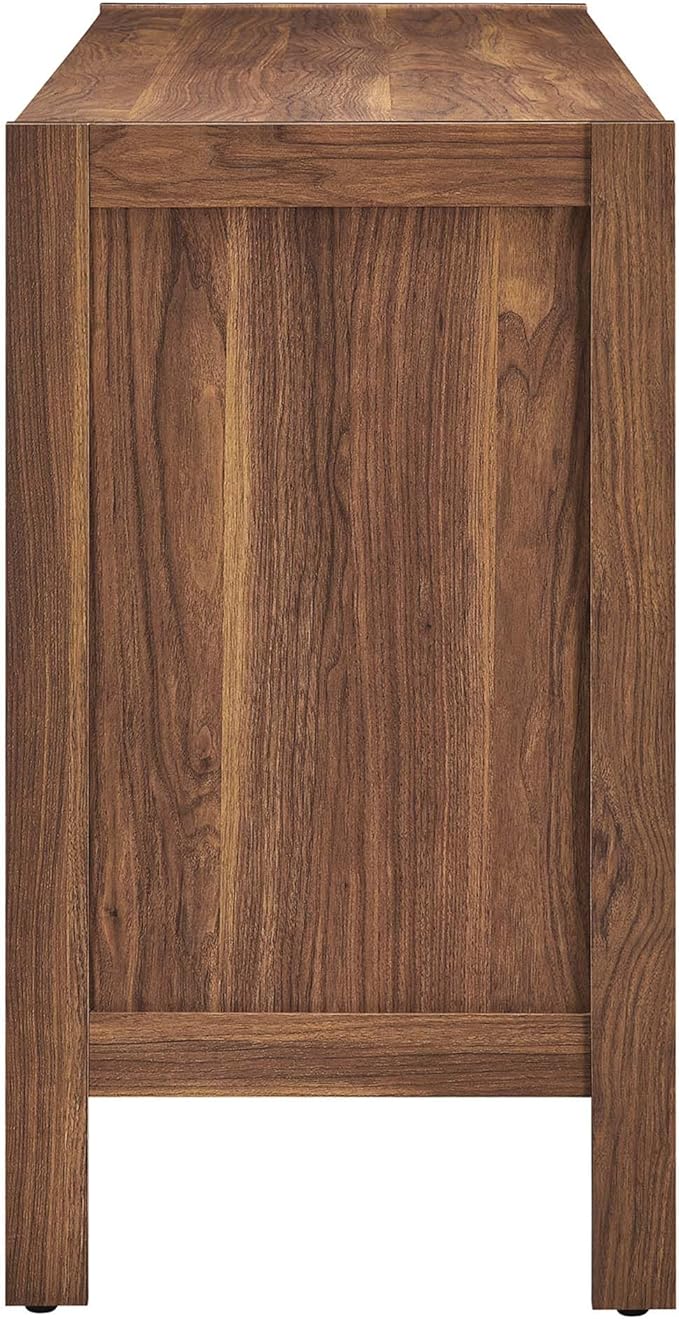 Modway Capri 65 Inch Sideboard in Walnut Large Storage Doors Entryway Console Table Mid-Century Modern Buffet Cabinet or Credenza for Living or Dining Room