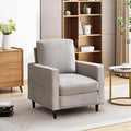 Mid Century Accent ChairModern Linen Fabric Armchair for Living RoomDouble Side Pockets Comfortable and Padded Reading Feature Sofa Chair Suitable for bedrooms Living Rooms and Offices1 Pcs