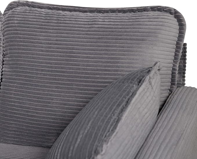 Beige Loveseats for Small Spaces 48 Inch Corduroy Couch with Side Pocket Modern 2 Seater Sofa Couch for Small Apartment Bedroom &amp Home Office High Rebound Sponge Easy Assembly (Grey 48”) | S