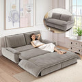 Queen Size Sleeper Sofa Bed 73.2 Inch Pull Out Couch Velvet Loveseat Sofa Bed 3 in 1 Convertible Queen Couch Beds for ApartmentBedroom Living Room Light Gray
