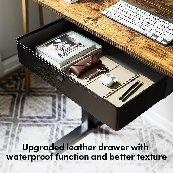 BANTI 55x24 Inches Electric Standing Desk with Drawer Adjustable Height Sit Stand Desk Stand Up Home Office Desk Ergonomic Computer Desk Rustic Brown