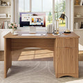 Bestier Computer Desk with Drawer 47 inch Office Desk with Storage Cabinet Modern Wood Desk Adjustable Shelves for Home Office &amp Studio Brown Oak
