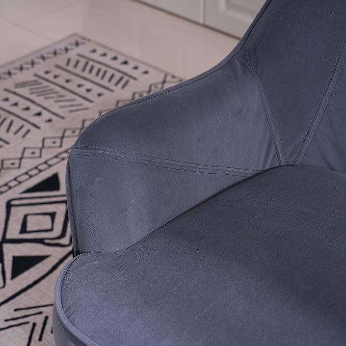 Modern Ergonomics Soft Velvet Fabric Material Armchair Accent Chair with Gold Legs Coffee Table Side Chair Comfy Upholstered Arm Chair for Indoor Home Living Room Bedroom (Grey)