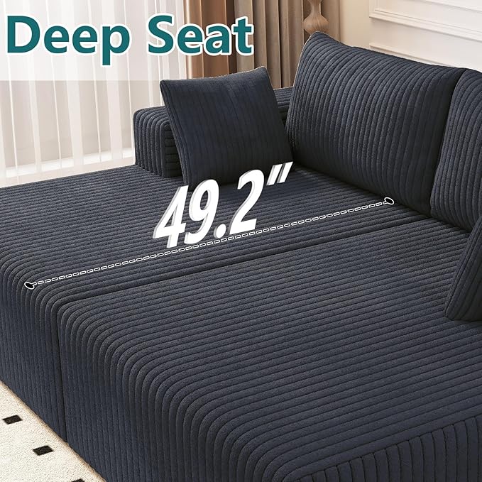 70.8 Oversized Double Chaise Lounge Indoor Upholstered Deep Seat Cloud Couch Corduroy Lounge Chair Modern Sofa Bed Loveseat Sleeper Chair for Living Room Bedroom ApartmentDark Gray
