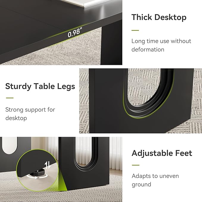 LITTLE TREE 70.8-Inch Home Office Desk White Computer Desk with Storage Study Writing Work Desk for Home Office Spacious Modern Simple Desk Black