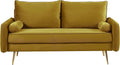 Kent Modern Loveseat European Style Velvet Living Room Furniture with Tapered Legs Vintage Flair and Sleek Design Greenish Yellow