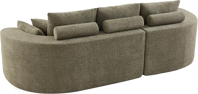 Christopher Knight Home Carden 106 Curved Modular Sectional Sofa Fabric Upholstered Comfy Sofa Couch with Chaise Lounge Modern Cloud Couch with Deep Seat No Assembly Required Olive Green