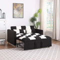Loveseat Sleeper Sofa Bed Pull Out Couch with Adjustable Backrest and Soft Teddy Fabric Deal for Living Room and Small Spaces Black and White