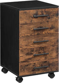HOOBRO 5-Drawer File Cabinet Office Filing Cabinet with Drawers Wooden Mobile Storage Cabinet with Wheels for Makeup Home Office Easy Assembly Rustic Brown BF05WJ01G1