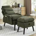 Accent Chair with Ottoman Comfy Reading Chair with Ottoman Set Modern Oversized Velvet Lounge Armchair with Adjustable Backrest for Living Room Bedroom (Teddy Dark Green)
