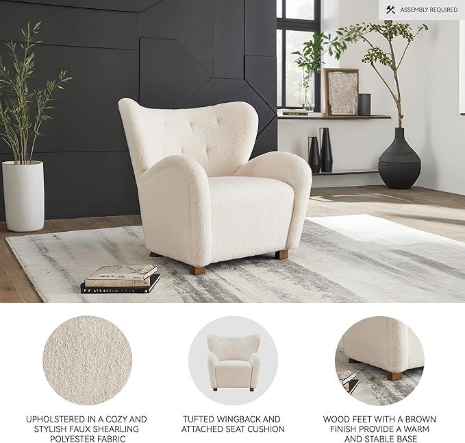 Signature Design by Ashley Larbell Contemporary Accent Chair with Wingback and Arm Rest Beige