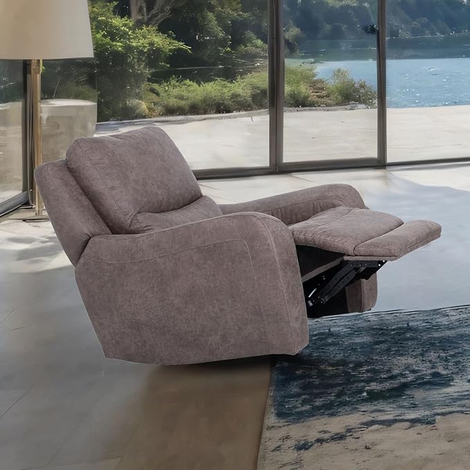 Furniture of America Romilly Modern Oversized Power Reclining Chair with USB Ports Electric Recliner Comfortable Lounge Couch for Living Room Office Bedroom Brown