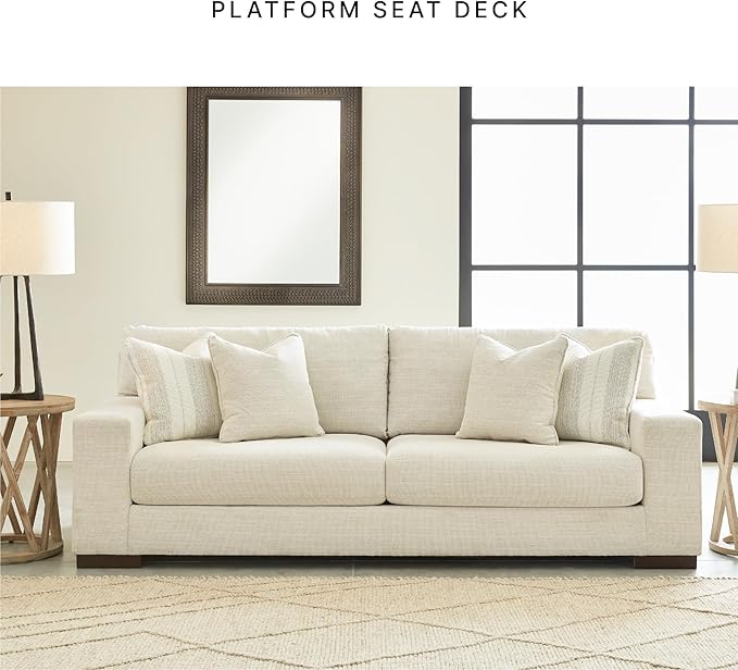 Signature Design by Ashley Maggie Contemporary Upholstered Sofa with Accent Pillows Off-White