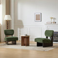 Accent Chairs Set of 2 Mid-Century Modern Chair with Polyester Upholstery Wood Base with Walnut Finish Minimalist and Stylish Accent Seating for Living Room Bedroom Balcony (Black+Green)