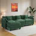 111.4 Modular Sectional Sofa｜Comfy Cloud Couch with Movable Ottoman Deep Seat｜Chenille L Shaped Modular Sofa Sectional Couches for Living Room Bedroom and Apartment｜Green