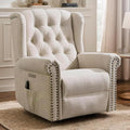 VIVIJASON Power Swivel Rocking Recliner Chair with Massage &amp Heat Electric Rocker Nursery Glider Chair Wingback Tufted Upholstered Recliner W/Type-C &amp USB Ports for Living Room Bedroom Bei