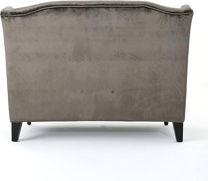 Modern Tufted Velvet Wingback Loveseat Tufted Velvet 2 Seat Couch Sofas with High Back Thick Padded Cushioned Seats for Living Room Victorian Style Grey